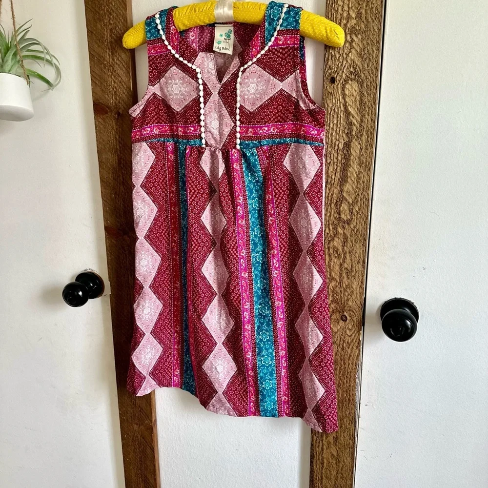 Lily Bleu Boutique Boho Sleeveless Mixed Media Tassel Girls 12 Dress - Picture 3 of 15